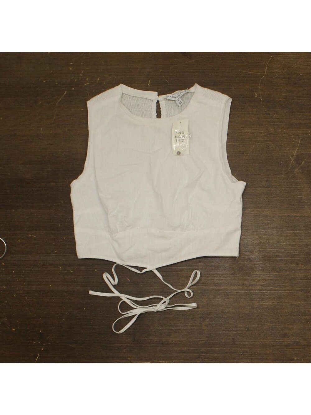 And Now This Womens Woven Tie Waist Top T7613 White M